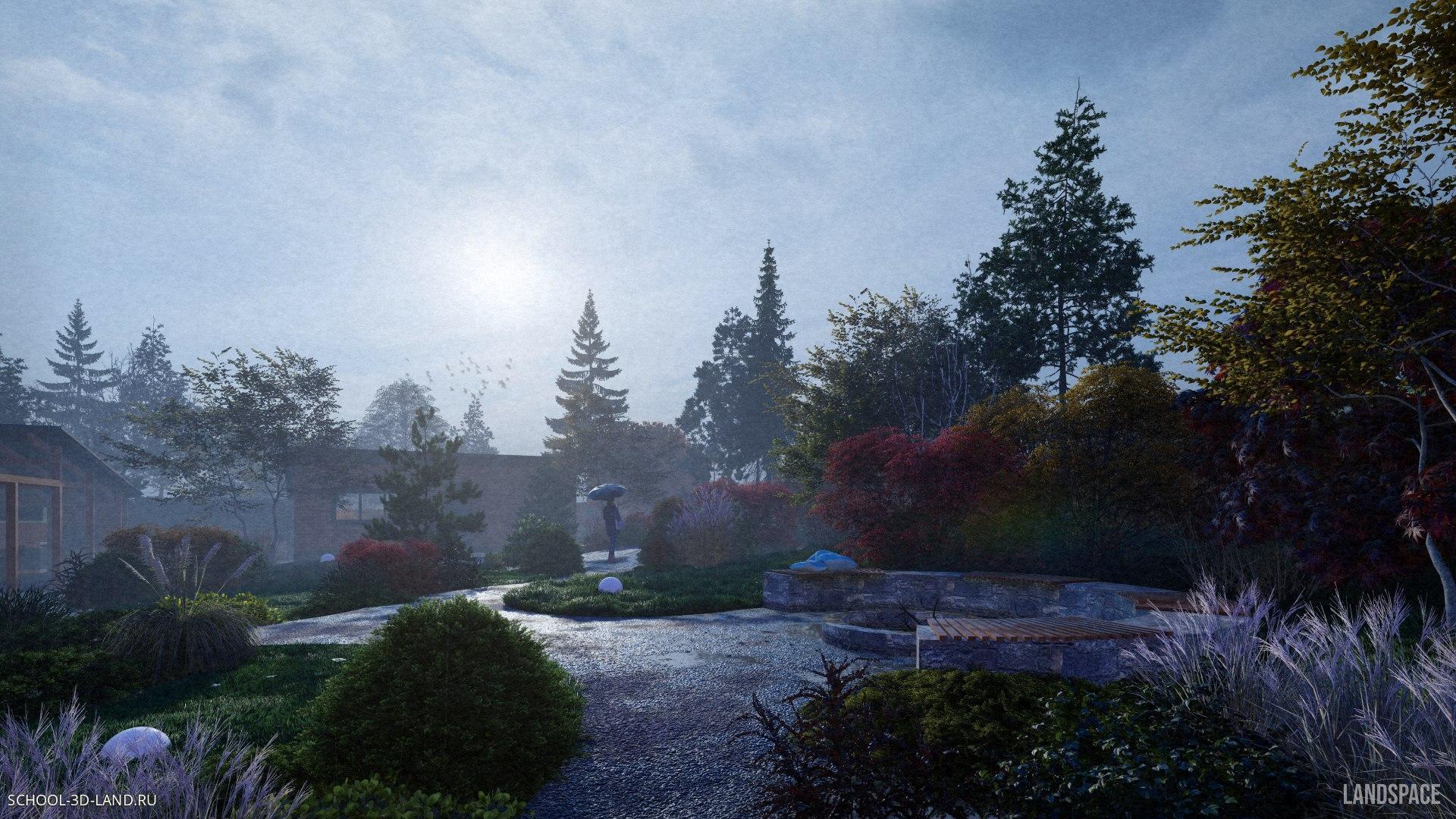 Осенняя визуализация частного сада