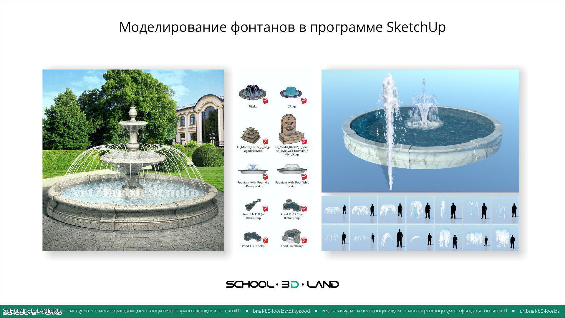 Моделирование фонтанов и воды в программе SketchUp. Части 1-2