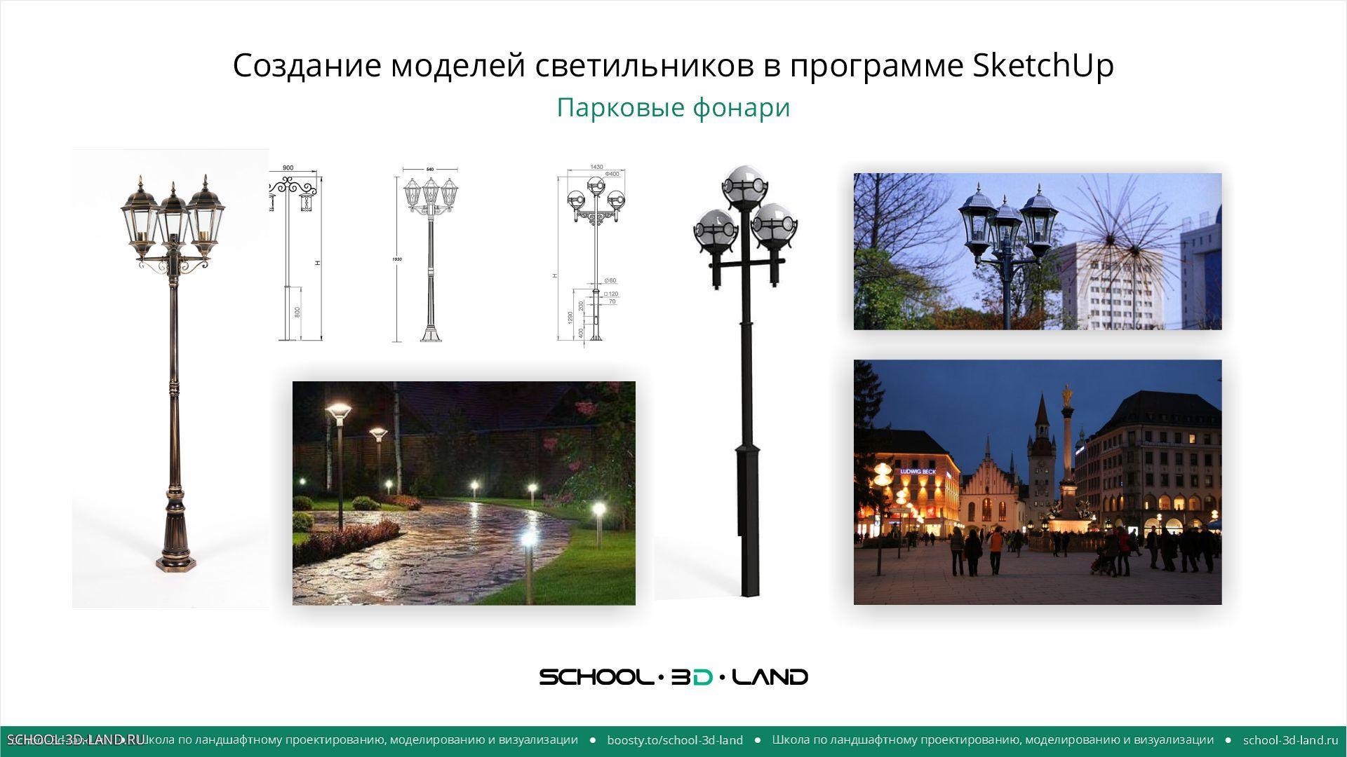 Creating lamp models in SketchUp. Tall park lights. Parts 1-2